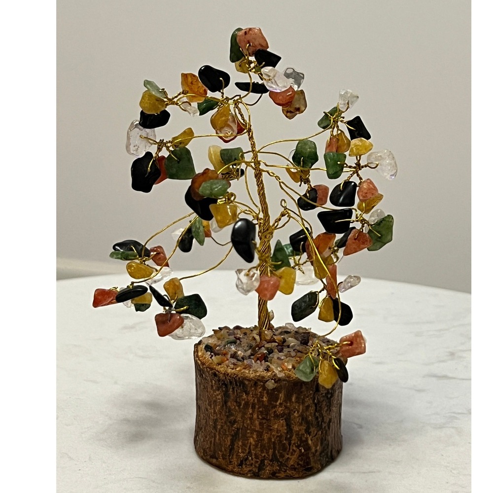 Multi Color Gemstone Chakra Crystal Tree Bonsai Fung Shui Money Tree Sculpture